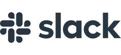 Logotipo oficial de Slack en color gris oscuro sobre fondo negro.