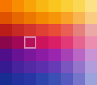 Cuadrícula geométrica de colores degradados en tonos cálidos y fríos, útil para identidad visual y diseño de interfaces web.